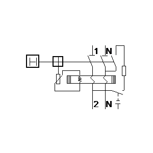 schematic symbol: aardlekschakelaars - 2 polige aardlekschakelaar