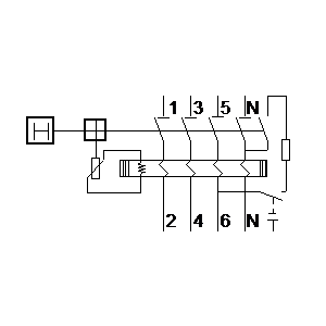 
                    schematic symbol: aardlekschakelaars -  4 polige aardlekschakelaar