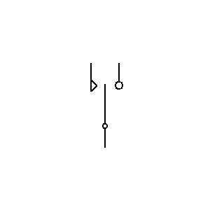 Symbol: wissel contact - 2 standen contact met uitstand in het midden en automatisch terugkerend uit 1 stand 