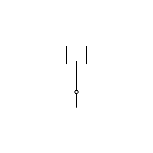 schematic symbol: wissel contact - Wisselschakelaar met automatische uit-stand in het midden