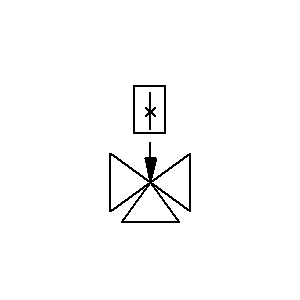 Symbol: kleppen - Drieweg ventiel pneumatisch bediend
