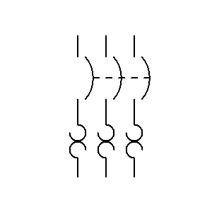 Simbolo: Disyuntor - interruptor automático con dispositivo de sobrecarga térmica 3P (forma 2)