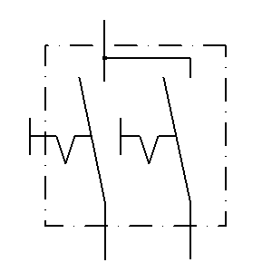 schematic symbol: maak contacten - Schakelaar 2P