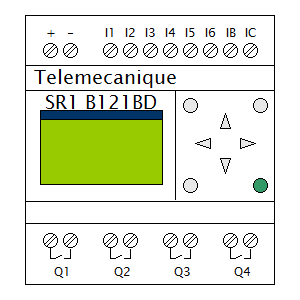 schematic symbol: PLC - Telemecanique SR1 B121BD