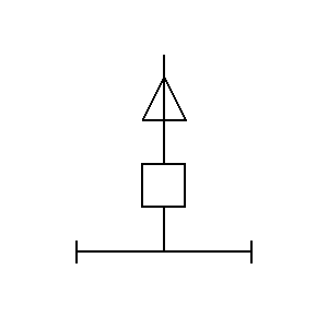 schematic symbol: meetapparatuur - Centrale voedingseenheid met aansluitdoos (voeding van boven)