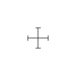schematic symbol: trunking systemen - Overgang zonder contact, bij voorbeeld 2 draden over elkaar heen