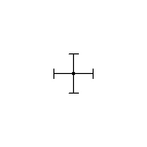 Symbol: trunking systemen - Kruising met contact (4 weg aansluiting)