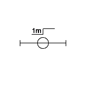Symbole: élément droit - Élément droit avec dérivation déplaçablepar pas, canalisation préfabriquée