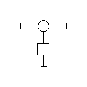 Simbolo: tratto rettilineo - tratto rettilineo con derivazione fissa con box attrezzature