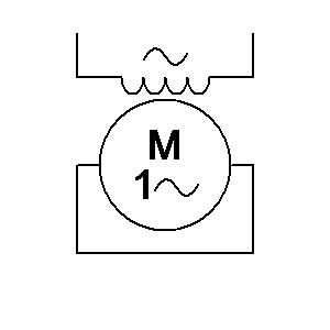 schematic symbol: motoren - éénfasige repulsiemotor