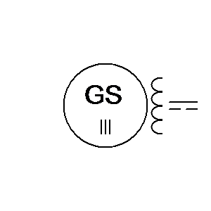 Simbolo: macchine - generatore sincrono, trifase, entrambe le estremità di ciascun avvolgimento di fase portato fuori
