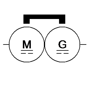 Simbolo: máquinas - convertidor rotativo, de corriente continua, con excitación común por imán permanente