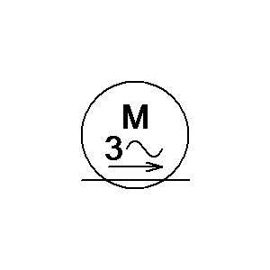 Symbol: motor - Motor, Drehstrom-Linear-, Bewegung nur in einer Richtung
