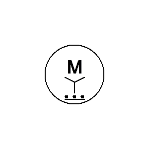 Symbole: machines - Moteur asynchrone, triphasé, à statormonté en étoile, avec démarreurautomatique incorporé
