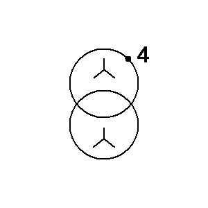 Simbolo: transformadores - transformador trifásico con cuatro tomas, conexión estrella- triángulo - forma 1