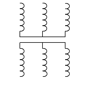 Simbolo: trasformatori - trasformatore trifase con 4 prese, connessione stella stella - forma 2