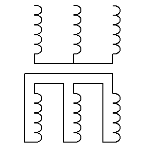 Symbol: transformers - 1-phase transformer, connection star-delta - form 2