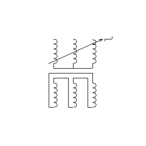 Symbole: transformateurs - transformateur triphasé à prises multiples avec commutateur de prises 2P