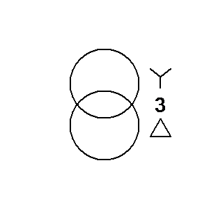 Symbole: transformateurs - groupe de trois transformateurs monophasés, couplage étoile-triangle /Forme 1