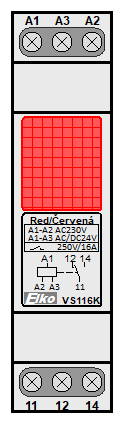 : pomocná relé - VS116K Červená