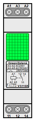: pomocná relé - VS116K Zelená