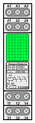 : pomocná relé - VS308K Zelená