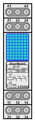 : pomocná relé - VS308U Modrá
