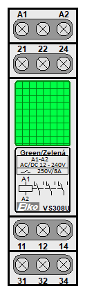 : pomocná relé - VS308U Zelená