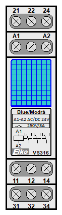 : pomocná relé - VS316-24 Modrá
