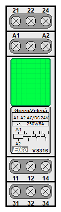 : pomocná relé - VS316-24 green