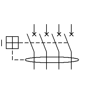 schematic symbol: aardlekschakelaars - aardlekschakelaar 4P