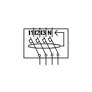 Symbol: Fehlerstrom-Schutzeinrichtung - Fehlerstrom-Schutz-einrichtung vierpolig anders