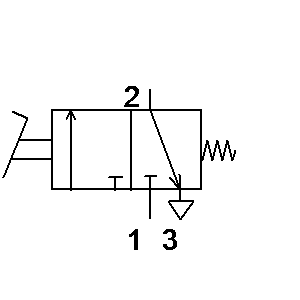 Symbol: schematy pneumatyczne - Rozdzielnica 3-2 z pedałem