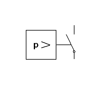 Symbol: schematy pneumatyczne - styk przełącznika ciśnienia