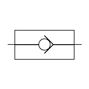 Symbol: schematy pneumatyczne - jednokierunkowy zawór zwrotny bez sprężyny