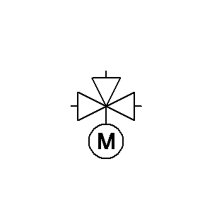 Symbol: hydraulika - Zawór trójdrożny z siłownikiem