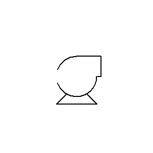 Symbol: compressors, vacuum pumps, blowers, fans - centrifugal compressor (rightwards)