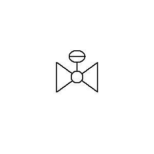 Symbol: zawory - zawór kulowy z siłownikiem pneumatycznym dwustronnego działania
