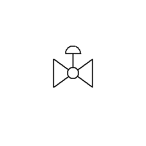 Symbol: zawory - zawór kulowy z siłownikiem pneumatycznym jednostronnego działania