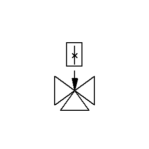 Symbol: zawory - Zawór trójdrożny z głowicą i czujnikiem
