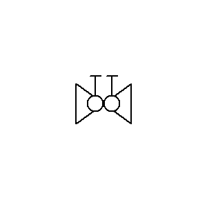 Symbol: zawory - Podwójna osłona kuli z obsługą ręczną
