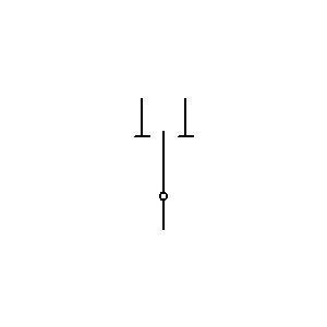 Symbol: odłącznik - rozłącznik dwudrożny w pozycji centralnej wyłączony