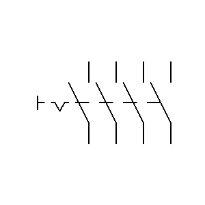 Symbol: styk przełączający - Ręcznie obsługiwany przełącznik 4P