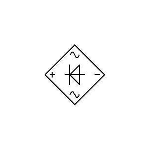 Symbol: półprzewodniki i lampy - most, + lewy