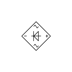Symbol: półprzewodniki i lampy - mostek, + prawy