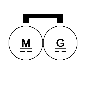 Symbol: maszyny - falownik obrotowy z jednym siłownikiem i współbieżnym magnesem trwałym