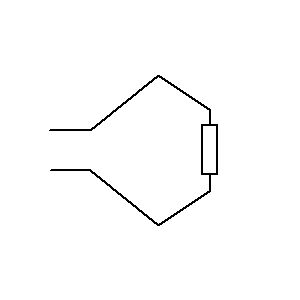 Symbol: anteny - antena rombowa z zakończeniem rezystancyjnym