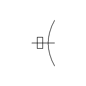 Symbol: anteny - antena paraboliczna z zasilaczem. falowód prostokątny