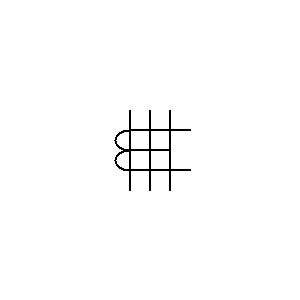 Symbol: przekładnik prądowy - przekładnik prądowy z trzema zwojami przewodu pierwotnego - 2-biegunowy